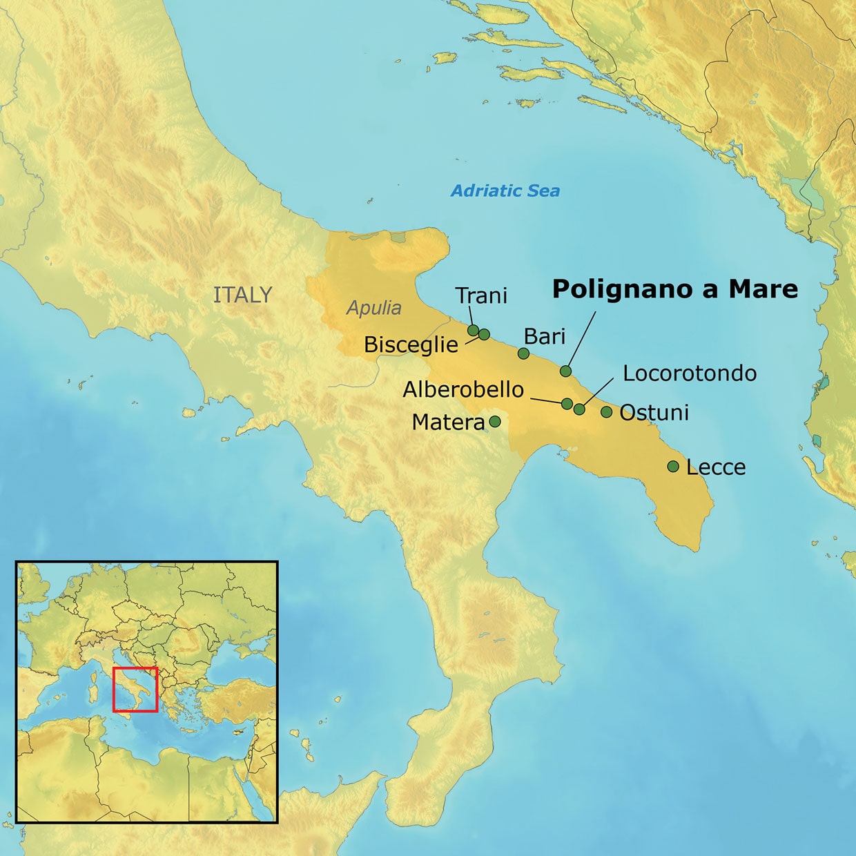 Mapa Apuli AHI - Apulia ~ Undiscovered Italy